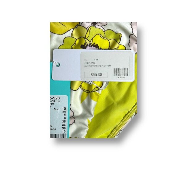 Seafolly US 6 Summer of Love High Cut Bikini Bottom Yellow Floral NWT Swim Pant - Picture 9 of 11
